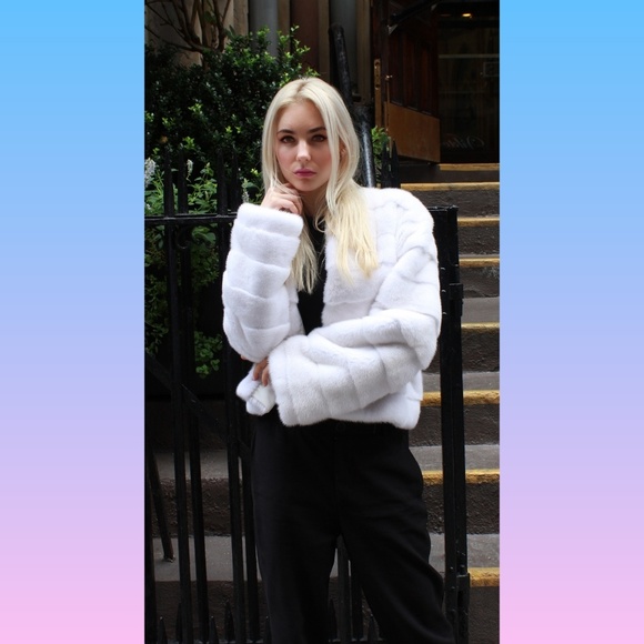 White Mink Jacket Horizontal Design - Picture 3 of 4